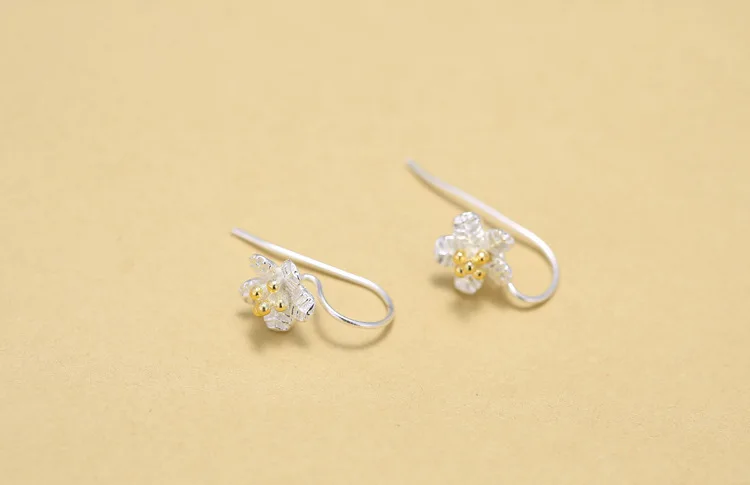 

100% 925 Sterling Silver Flower Stud Earrings For Women Prevent Allergy Brincos pendientes mujer moda 2018 EH596