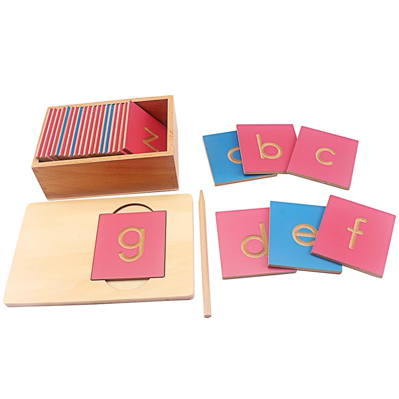 

Montessori Language Toys Lowercase Letter English Alphabet Vowel Writing Board with Pen Guided Blind Board Toy Early Preschool