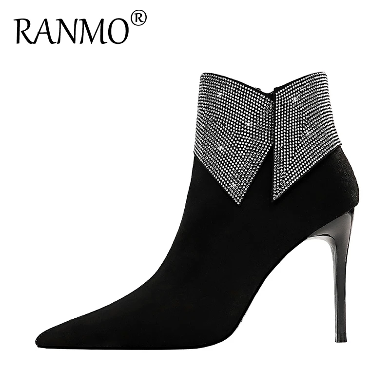 

Осенне-зимняя женская обувь модные пикантные солидные тонкие, банкета, на каблуке-шпильке из замши на высоком каблуке с острым носком с лацк...