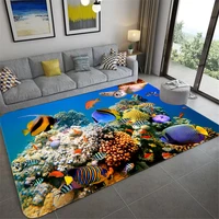 3d sea fish carpet blue childrens bedroom rug soft coffee table mat for living room anti slip carpet bathroom kitchen mat