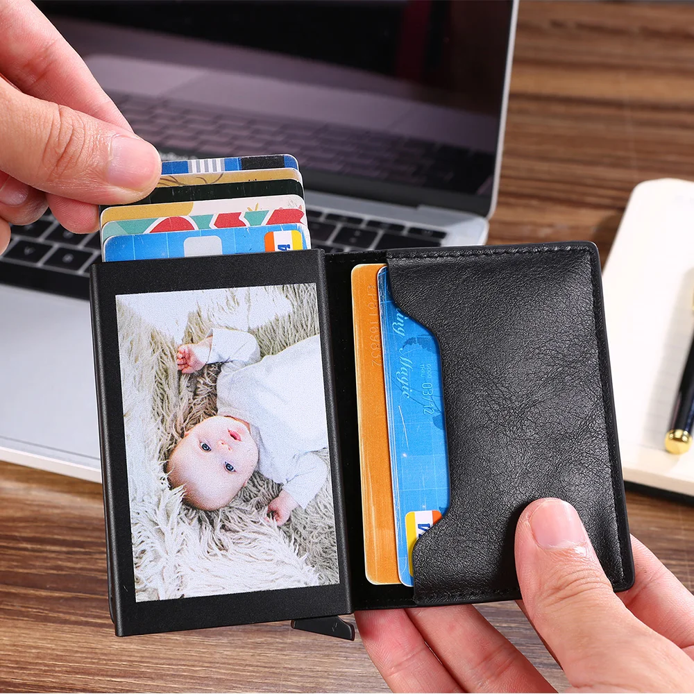 Гравировальное имя RFID Блокировка Кредитная карта держатель банк мужской кошелек