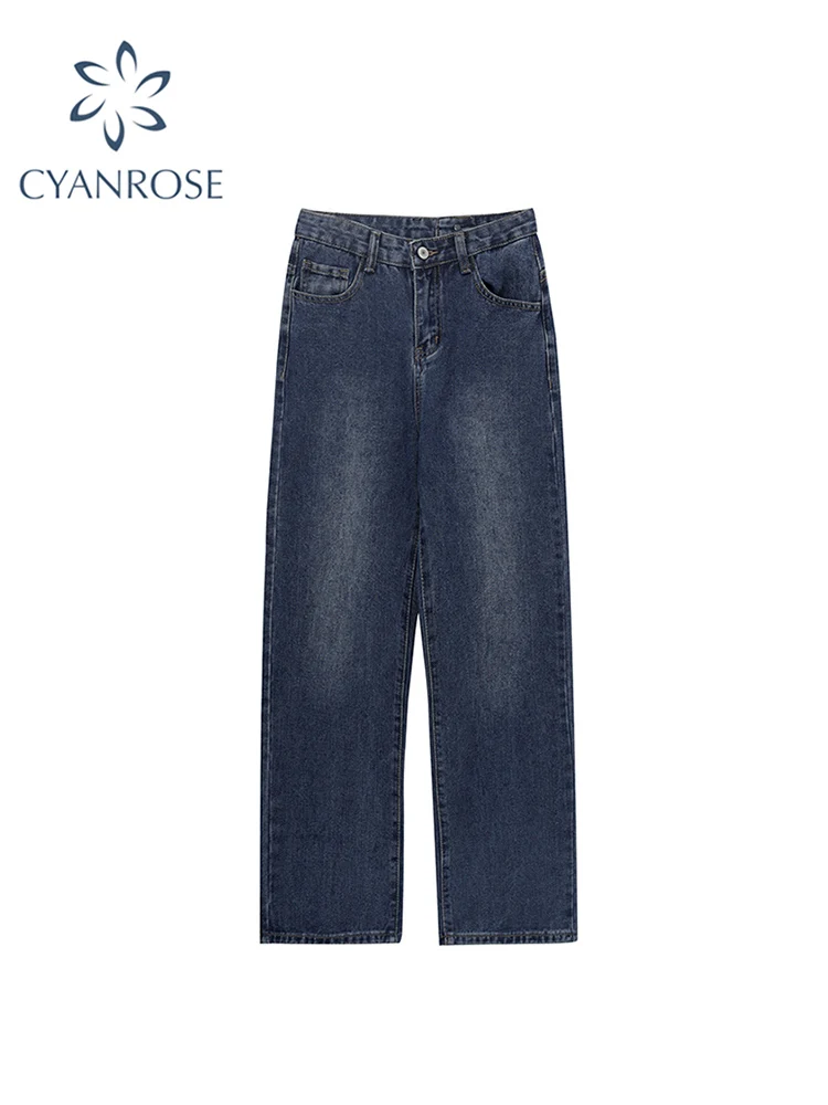 

Women Button Design Jeans Baggy Straight Pants Korean High Waist Fashion Harajuku Ins Street Hip-hop Denim Trouser Plus Size New