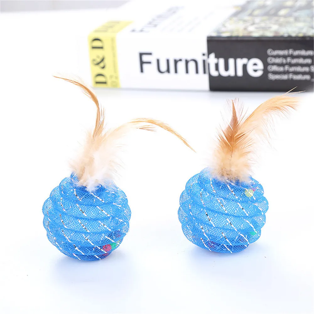 Игрушки для кошек игрушки домашних животных линейные трубчатые шарики с перьями