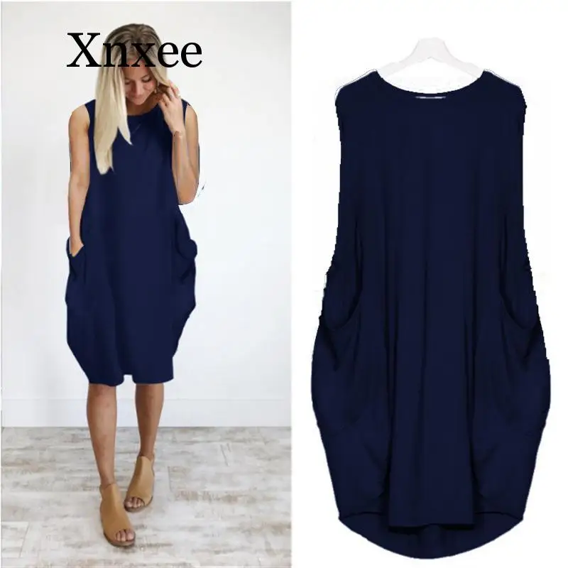 

S-5XL Big Size Maternity Dresses New Summer Sleeveless Clothes For Pregnant Dress Women's Casual Loose Pocket Pregnancy Dress