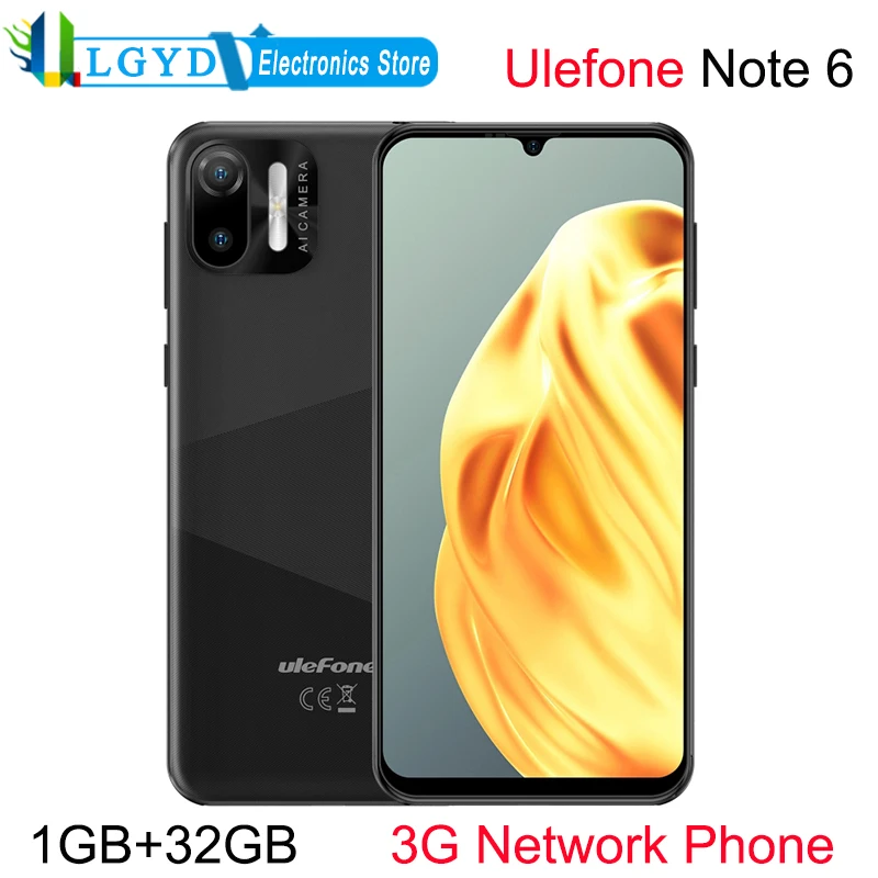 Ulefone Note 6 телефон 1 ГБ ОЗУ + 32 Гб ПЗУ идентификация лица Android 11 GO SC7731E четырёхъядерный