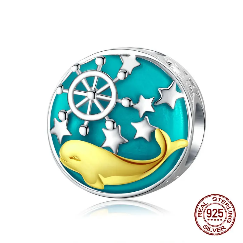 womak enamel whale round beads fit bangle charms bracelet 925 sterling silver charm women luxury jewelry DIY gift | Украшения и
