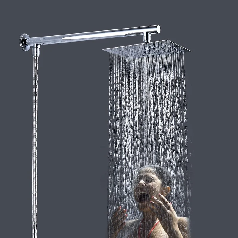 

Square stainless steel shower Head stainless steel shower arm + stainless steel shower hose bathtub shower set Easy Installation