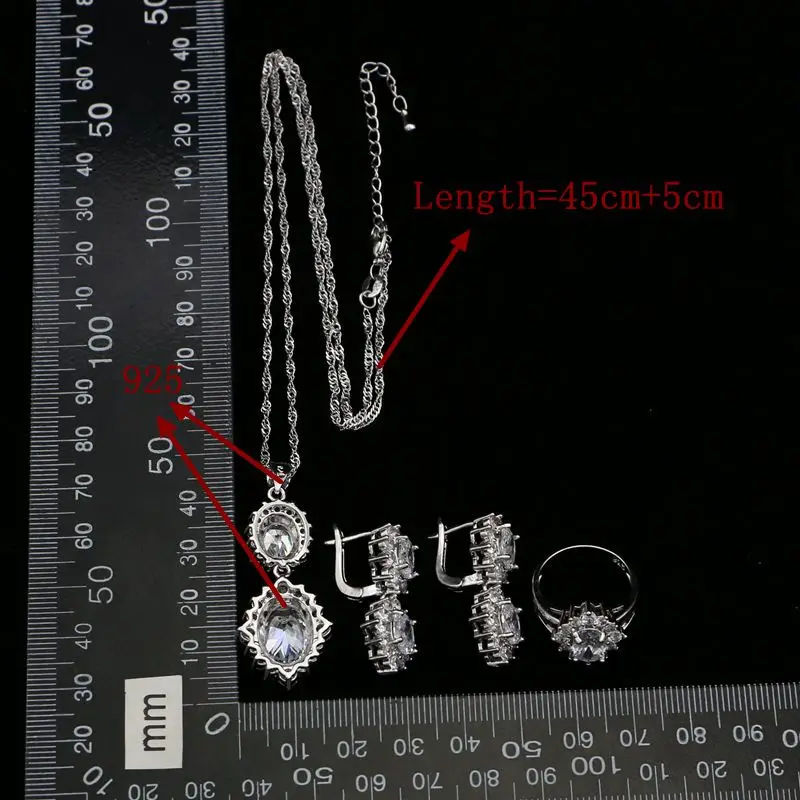 Комплект из колье серёг и кольца серебра 925 пробы|Ювелирные наборы| |