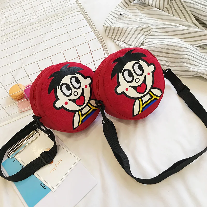 Сумки через плечо для женщин 2020 Холщовая Сумка на маленькие круглые Мультяшные