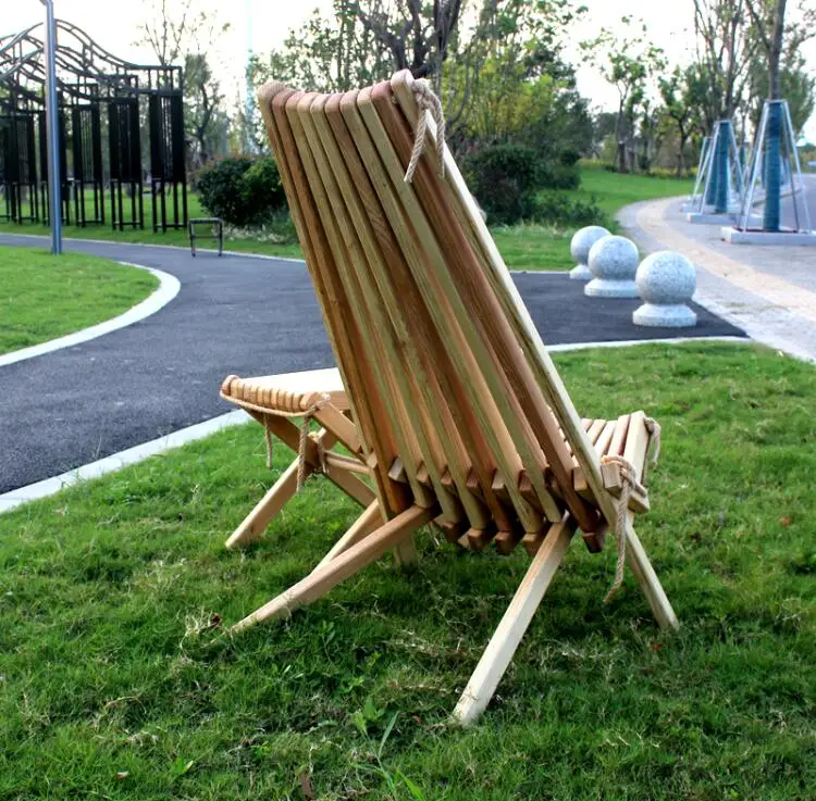 

Folding Wooden Outdoor Chair Foldable Low Profile Ash Wood Lounge Chair for the Patio, Porch Deck Lawn Garden or Home Furniture