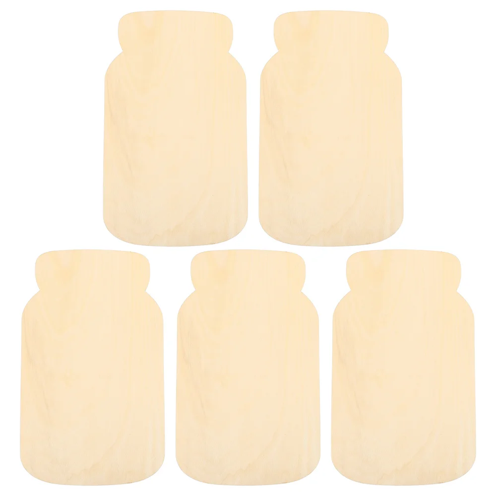 

5Pcs Unfinished Wood Cutout Jar Shape Slice Festival Craft DIY Accessories