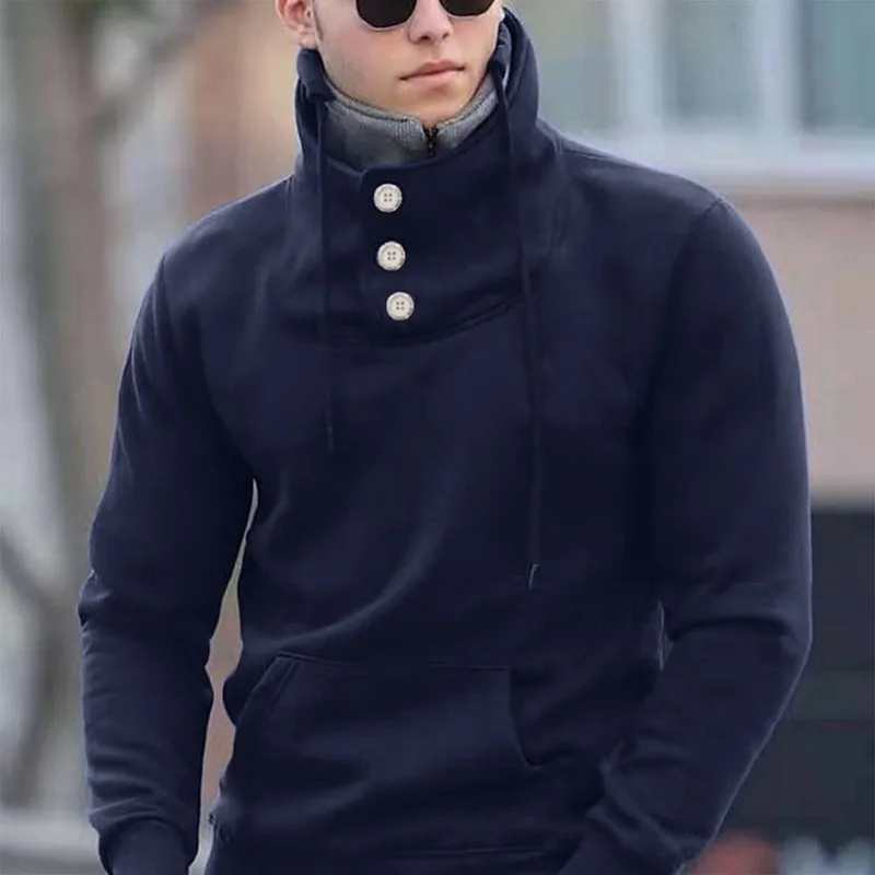 

Winter High Neck Thick Warm Hoodies Men Turtleneck Brand Mens Hoodies Slim Fit Pullover Men Knitwear Male Double collar