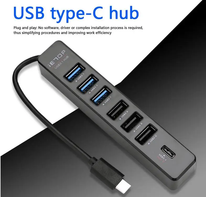 

USB-разветвитель с портом 3,1, USB-разветвитель с адаптером питания, 4/7 портов
