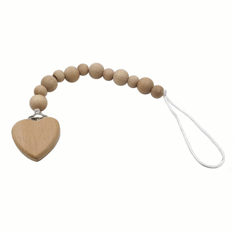 Cadena de chupete para beb&eacute;, mordedor de dentici&oacute;n Natural org&aacute;nico, juguete de agarre, cuentas de haya, mordedor para beb&eacute; reci&eacute;n nacido, regalo DIY para beb&eacute;-1