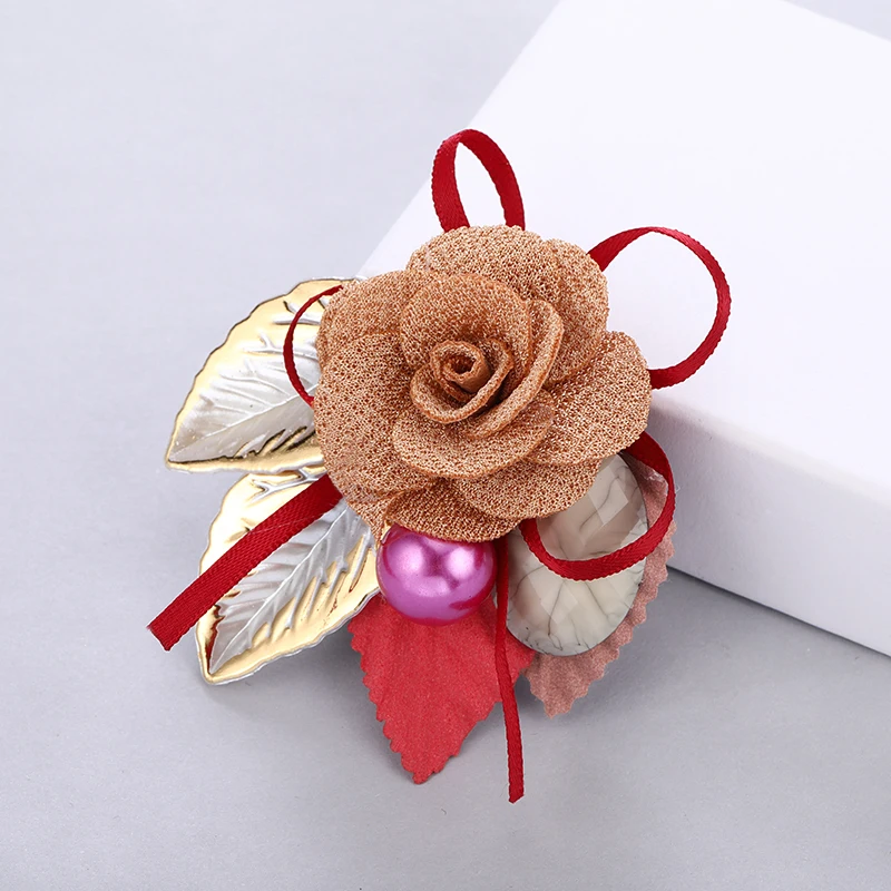 Женская Брошь в виде листьев MAIKALE булавка из акриловой ткани с искусственным