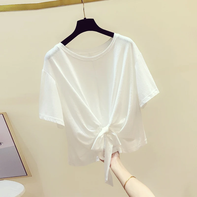 

T-shirt women's short-sleeved summer 2021 new loose and thin short top Black