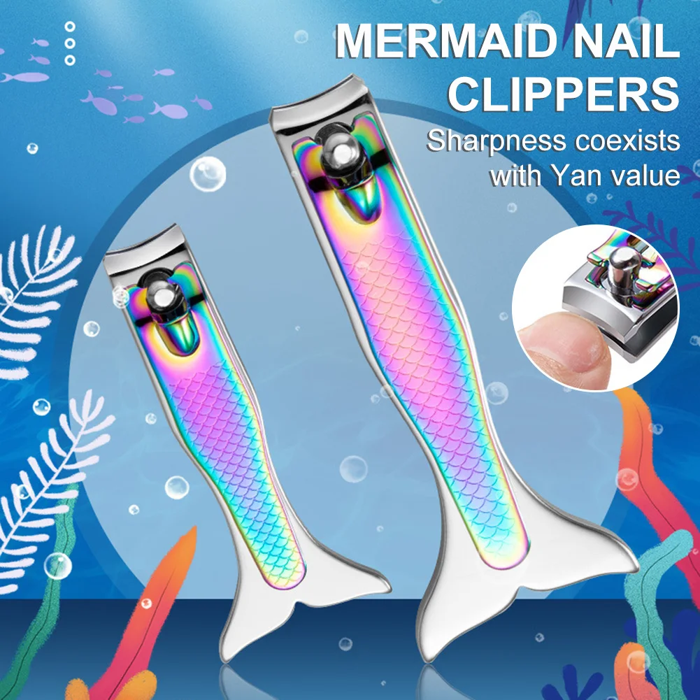 

1/2pcs Mermaid Nail Clipper Stainless Steel Fish Tail Nail Cutter Manicure Pedicure Tool for Fingernails Nail Scissors Tools