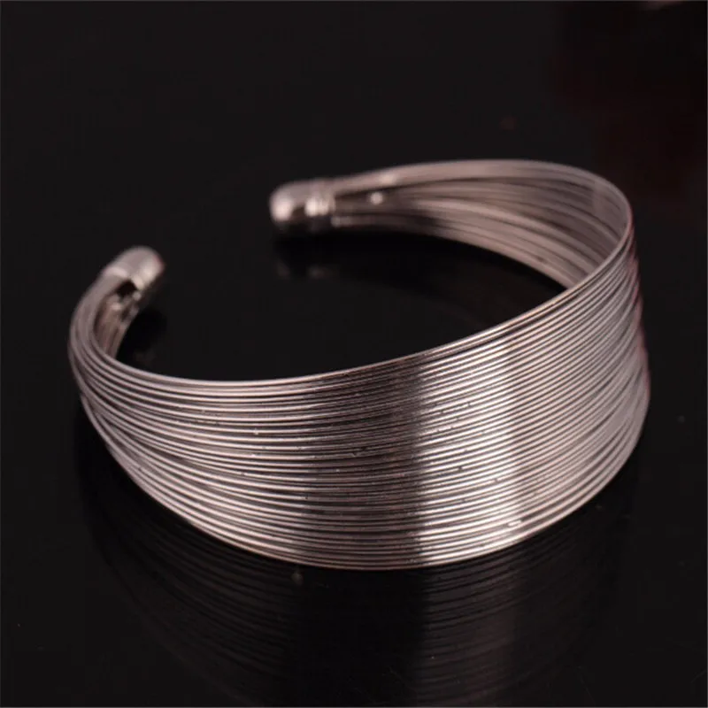 12pcs/Lot Open Size Metal Wire Chain Bracelet Bangles Multi-layer Jewelry Bracelet Femme Cuff Indian image 3
