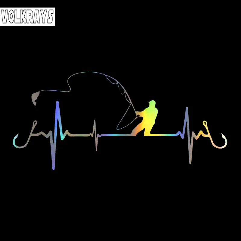 

Volkrays креативные автомобильные стикеры сердцебиение Рыбалка автомобиль Стайлинг Смешные декоративные наклейки авто мотоцикл аксессуары ПВХ, 16 см * 7 см