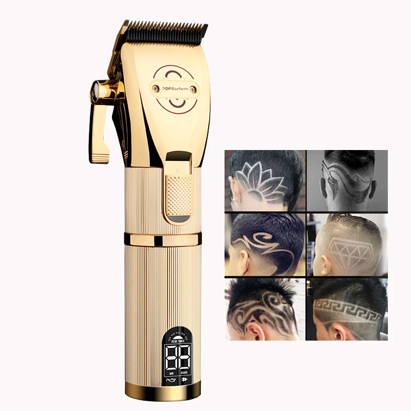

USB Rechargeable Gold Hair Clipper Electric hair trimmer Cordless Shaver Trimmer Men Barber Hair Cutting Machine