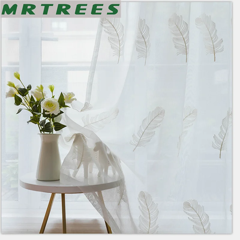 Белые тюлевые шторы с вышивкой для гостиной спальни современные прозрачные