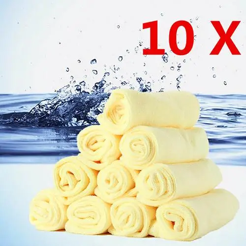 

10Pcs Microfiber Kitchen Wash Auto Car Home Dry Polishing Cloth Cleaning Towel