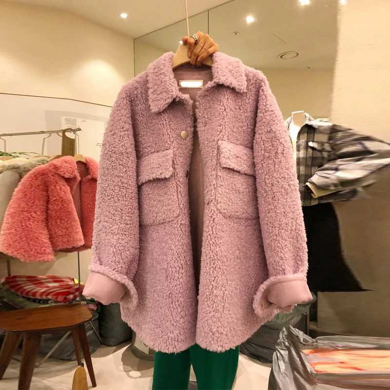 2020 Женская зимняя обувь модное пальто из искусственной овечьей шерсти с мехом