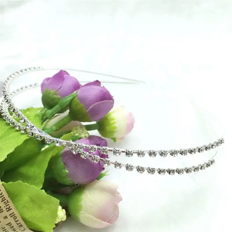 

2pcs Crystal Cross Hair Hoop Wedding Headwear Shiny Rhinestone Headband
