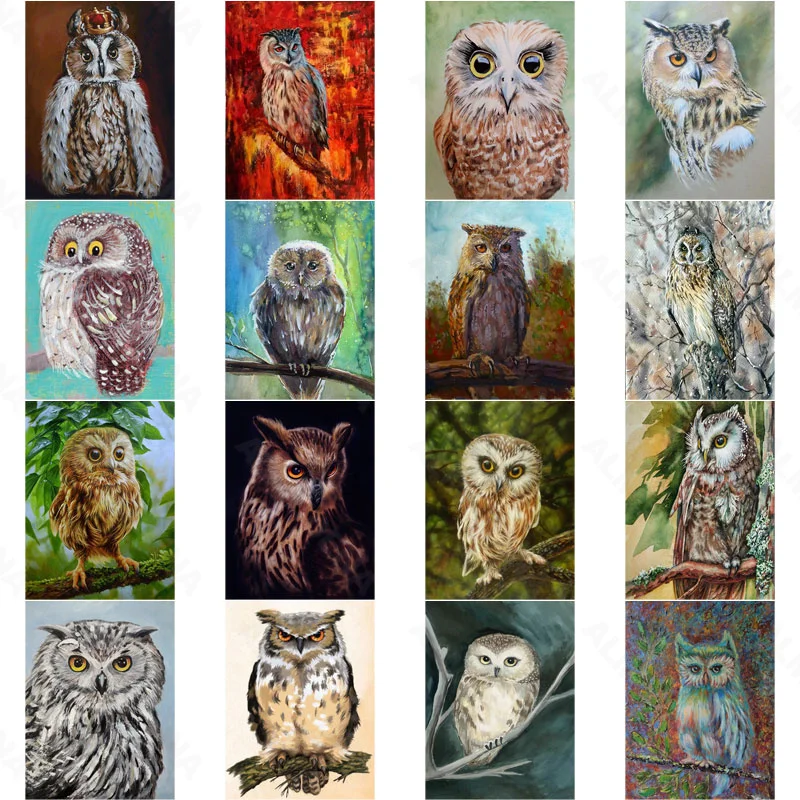 

5D Diy Diamond Painting Animal Owl Tilting Head Simple Artist Home Decoration Square Diamond Round Diamond Cross Stitch Kit