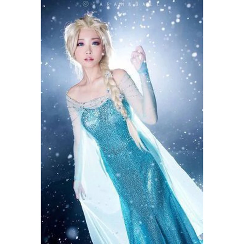 Женское коктейльное платье Elsa Queen вечернее принцессы для взрослых синее