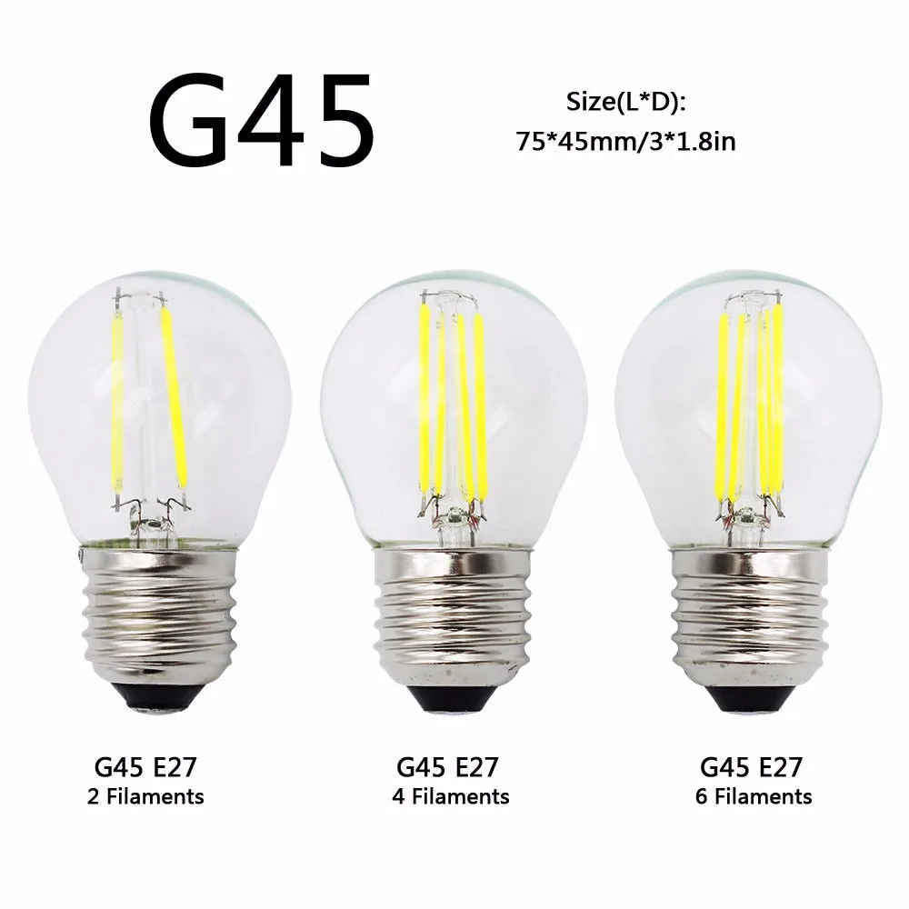 Супер яркие лампы Эдисона G45 низкого напряжения DCAC220V DC AC 240V светодиодный