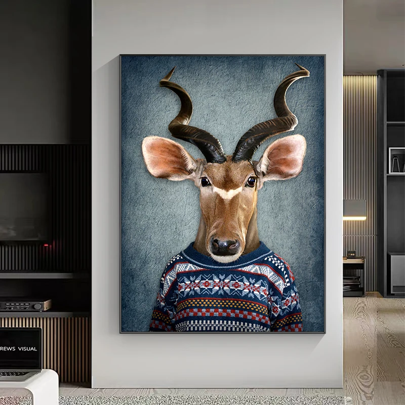 

Funny Dog Deer Tiger Cattle Wall Posters Living Room Decoration Personalized animals Canvas Interior Paintings Prints Home Decor