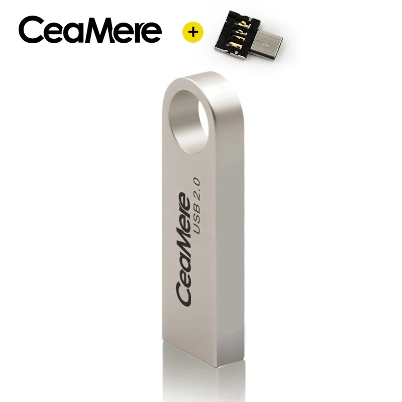 CeaMere C3 USB флеш-накопитель 8 ГБ/16 ГБ/32 ГБ/64 ГБ флеш-накопитель USB 2,0 флеш-накопитель карта памяти USB диск 512 МБ 256 МБ бесплатно OTG - Цвет: Серебристый