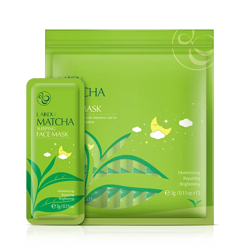 

Matcha No wash Moisturizing Sleeping Mask Brightening Anti-Aging Skin Care Oil-control Shrink Pores Soothing Face masks 15pcs