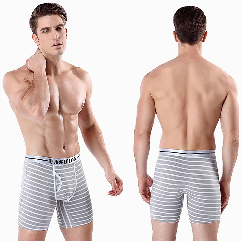 

Хлопковое нижнее белье, полосатые спортивные трусы, мужские Длинные боксеры, брюки, мягкие трусы, спортивные трусы, боксеры, шорты, мужские т...