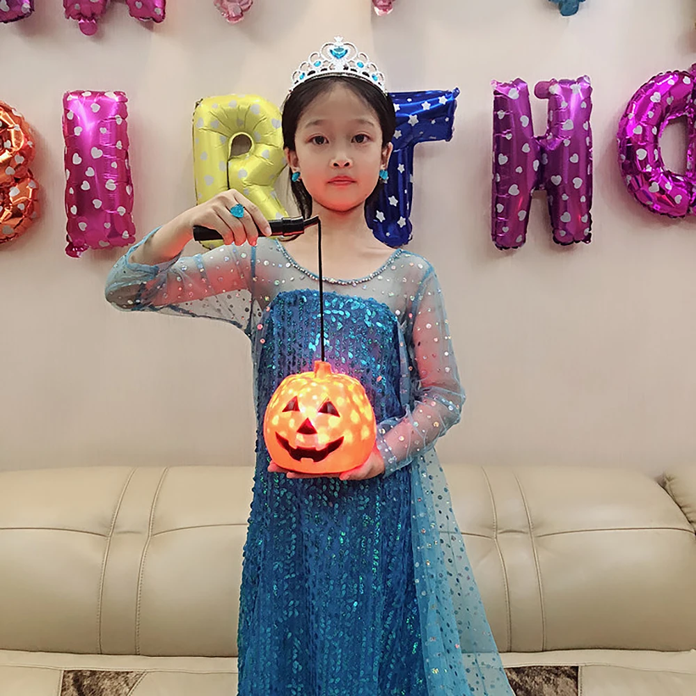 

Kids Handheld Pumpkin Lamp with Sound DIY Halloween Decoration Treat or Trick LED Starry Effect Music Pumpkin Lights Lanterns