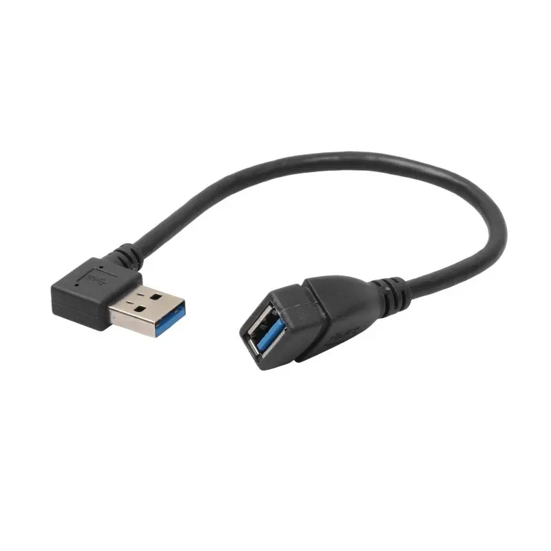 Черный 1 шт. 480 Мбит/с USB 3,0 Прямоугольный удлинитель 90 градусов адаптер «Папа-мама» шнур USB кабели высокое качество - Цвет: Черный