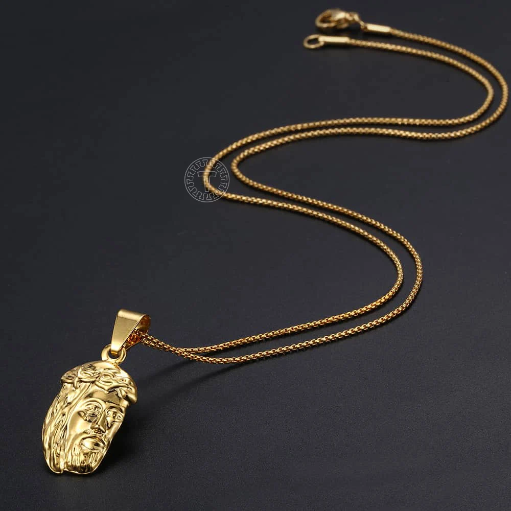 Женское ожерелье с подвеской в виде Иисуса желтое золото цепочка коробки для