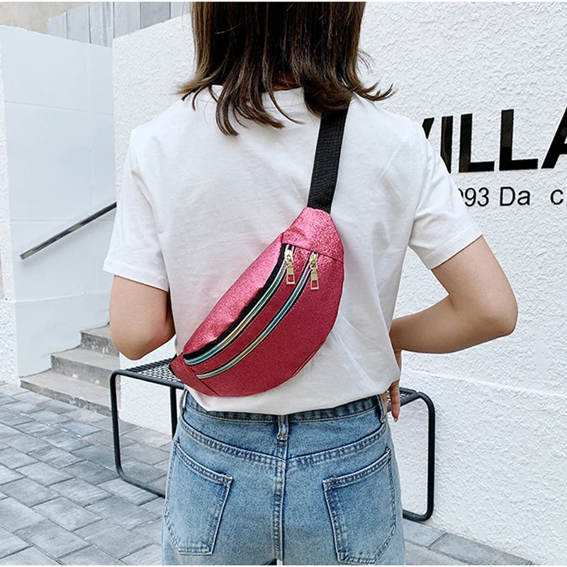 Поясная голографическая сумка для женщин забавная дорожная блестящая поясная