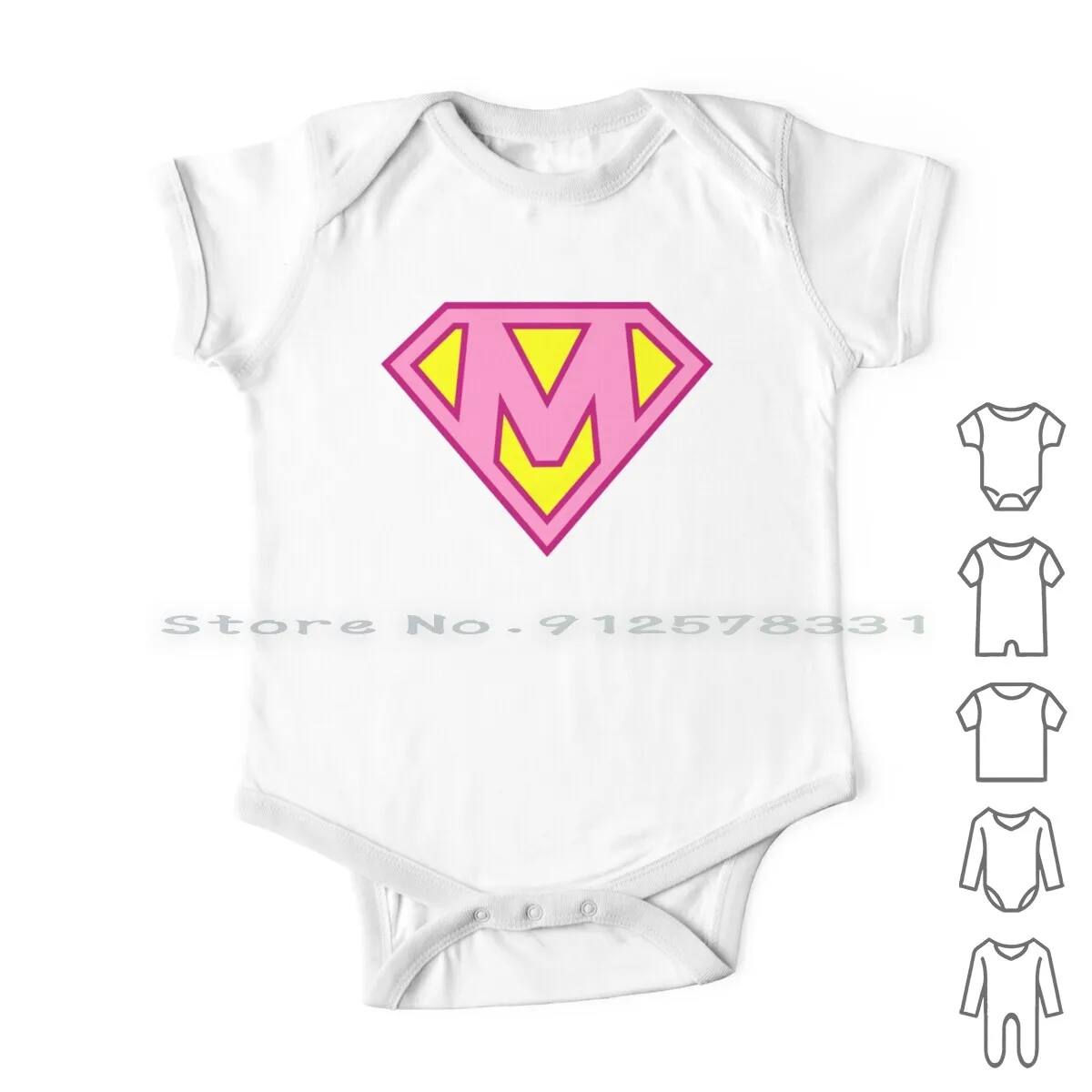 

Детский хлопковый комбинезон с надписью M | Надпись «Super Letter Vol.2»