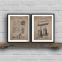 vintage beer patent poster beer brewing prints beer processing hop botanical art pictures canvas painting bar pub wall decor