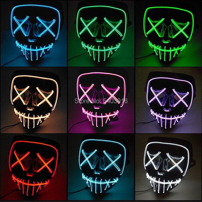 

Hot sales Halloween LED Purge Mask LED Light up Scary Party Mask Cool Costume EL Wire Mask for Festival Parties Cosplay