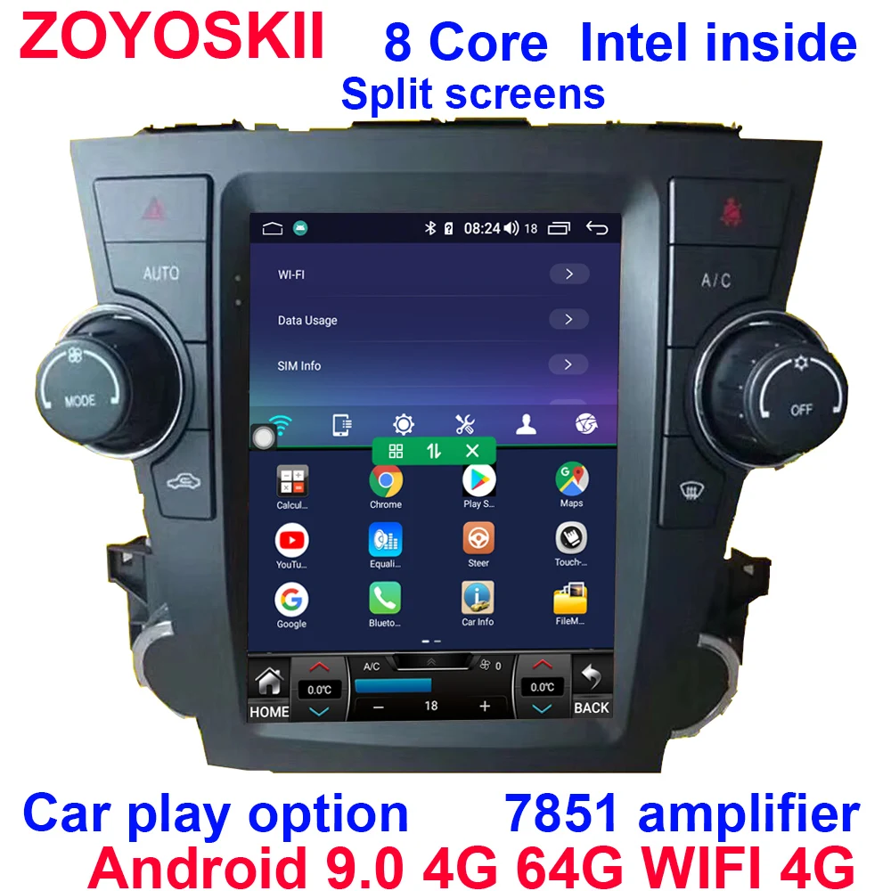 Android 9 0 os 10 4 дюймов вертикальный автомобильный радиоприемник Тесла GPS bluetooth