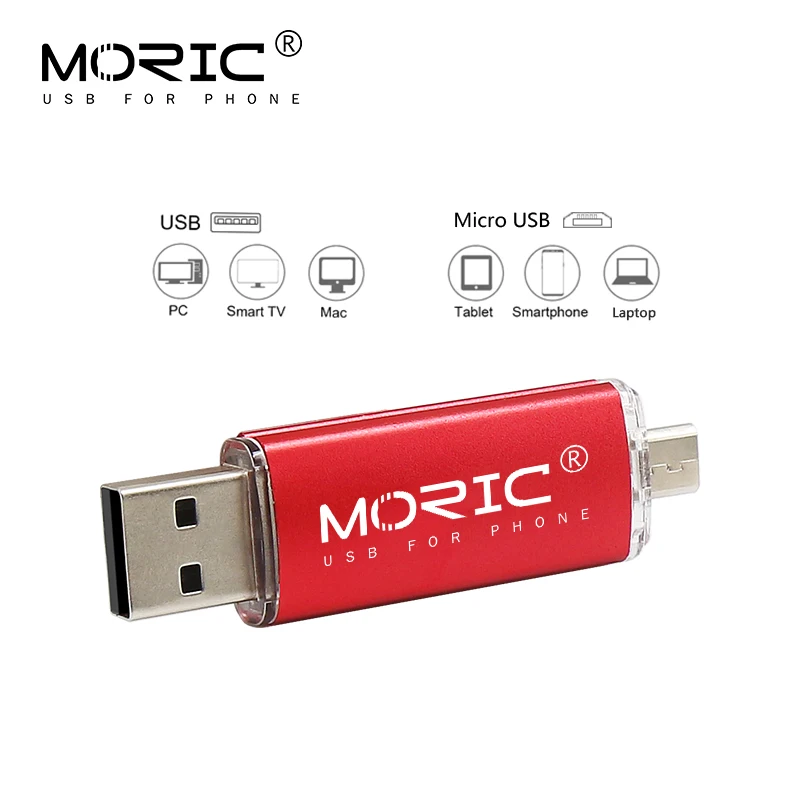 

2 In 1 Moric usb stick Usb 2.0 OTG Pendrive Usb Stick USB Flash Drive cel Usb Pen Drive 256gb 128GB 64GB 32GB 16GB