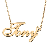 tony love heart name necklace personalized gold plated stainless steel collar for women girls friends birthday wedding gift
