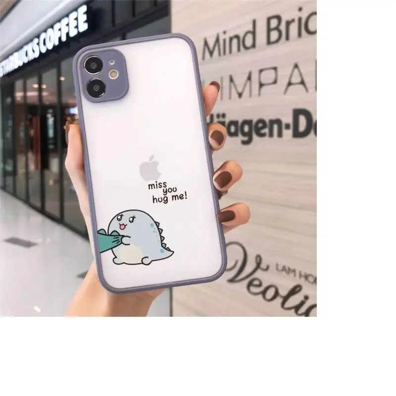 

Dinosaur cartoon cute Phone Cases matte transparent For iphone 7 8 11 12 plus mini x xs xr pro max cover