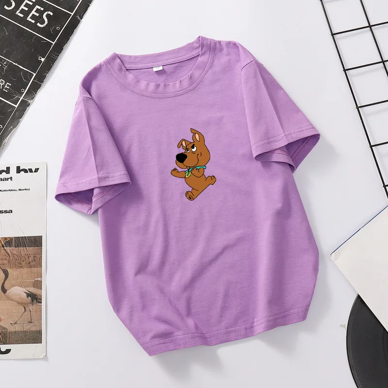 Однотонная футболка с мультяшным принтом щенка детские топы для мальчиков и