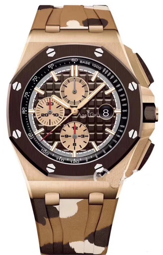 

Classic New Chronograph Men Stopwatch Sapphire Crystal Silver Coffee Stainless Steel Black Blue Rubber Sport Watch AAA+