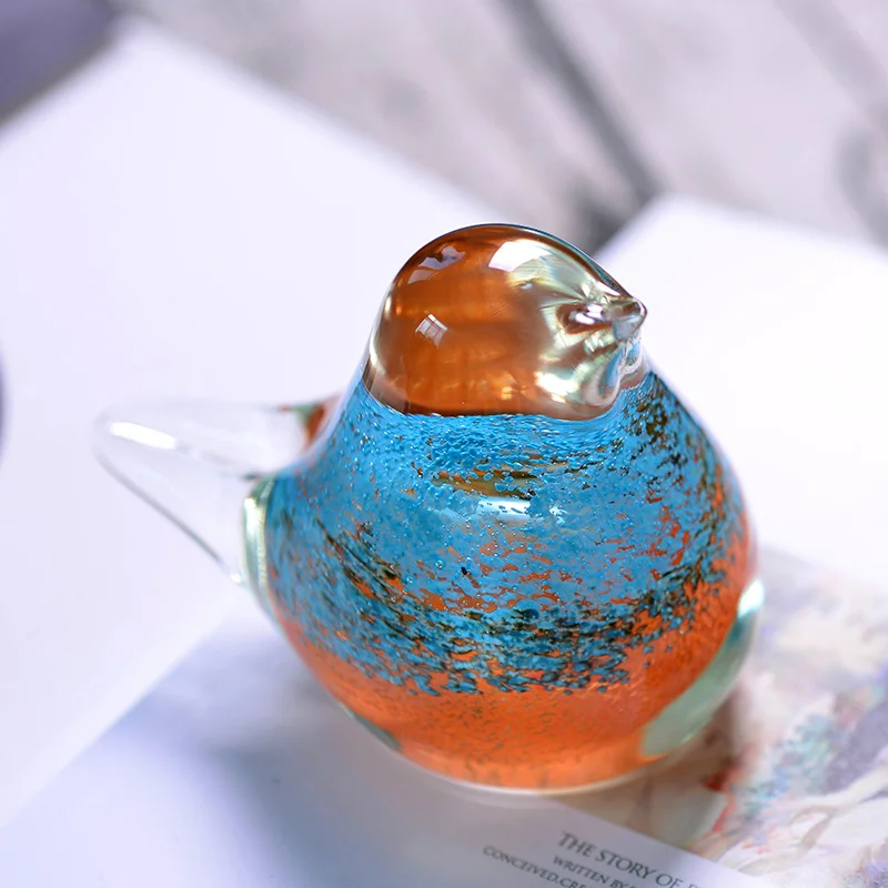 

Colorfull glass bird Handmade Pastoral art glass glaze decoration small animal Home decor Lovely Nordic birds creative statue