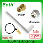 EOTH 20 шт. 433 МГц Антенна 3dbi sma штекер lora антенна iot модуль lorawan сигнальный приемник ipex 1 SMA Гнездовой Удлинительный кабель